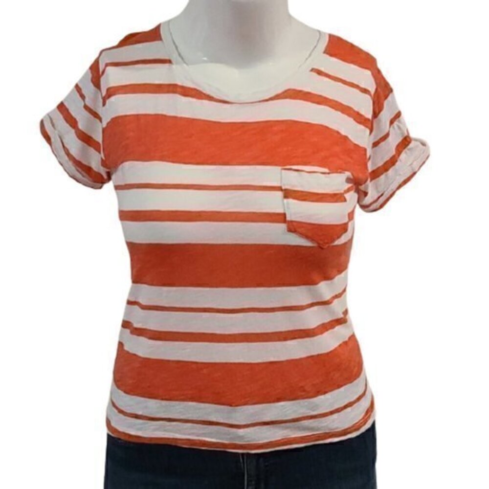 [American Rag] White & Orange Striped Top -Size XL